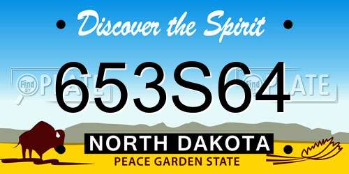 653S64 North Dakota License Plate