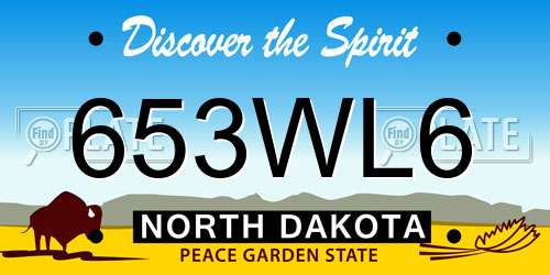 653WL6 North Dakota License Plate