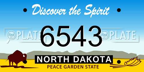 6543 North Dakota License Plate