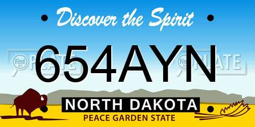654AYN North Dakota License Plate