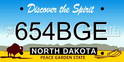654BGE North Dakota License Plate