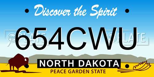 654CWU North Dakota License Plate