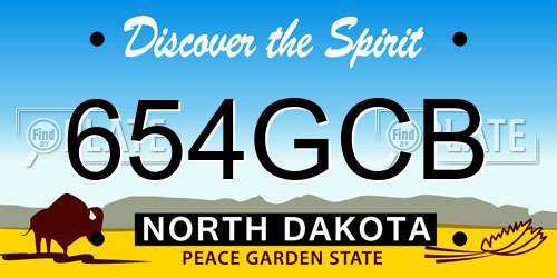 654GCB North Dakota License Plate