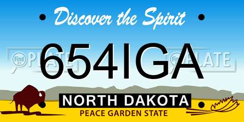654IGA North Dakota License Plate