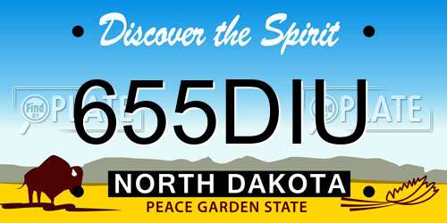 655DIU North Dakota License Plate