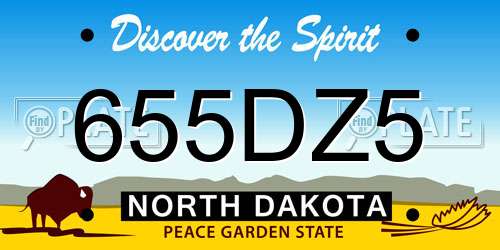 655DZ5 North Dakota License Plate