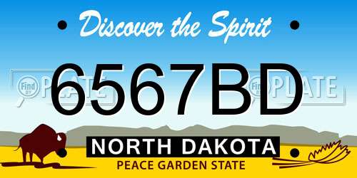 6567BD North Dakota License Plate