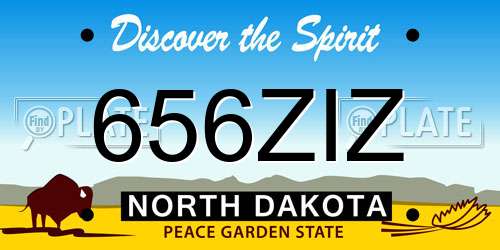 656ZIZ North Dakota License Plate