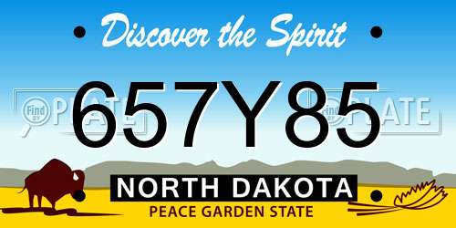 657Y85 North Dakota License Plate