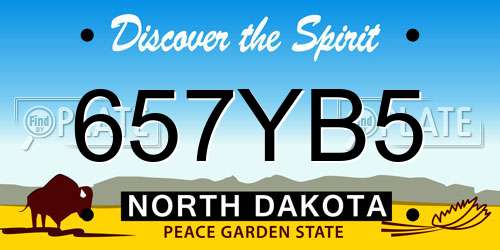 657YB5 North Dakota License Plate
