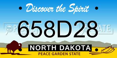 658D28 North Dakota License Plate