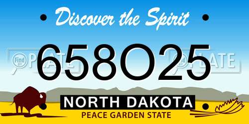 658O25 North Dakota License Plate