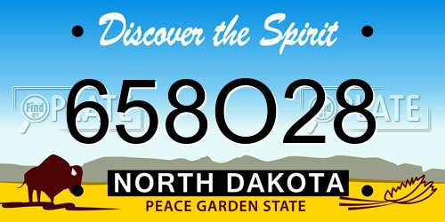 658O28 North Dakota License Plate