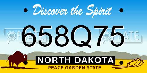 658Q75 North Dakota License Plate