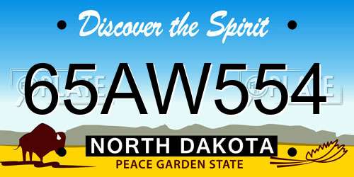 65AW554 North Dakota License Plate