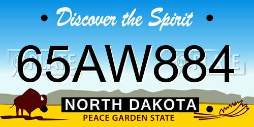 65AW884 North Dakota License Plate