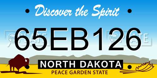 65EB126 North Dakota License Plate