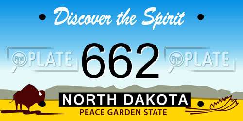 662 North Dakota License Plate