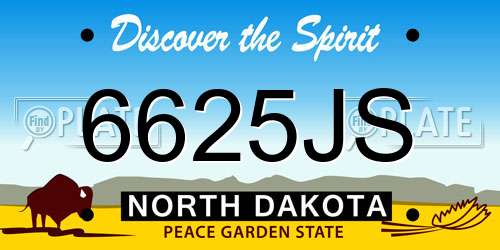 6625JS North Dakota License Plate