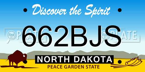 662BJS North Dakota License Plate