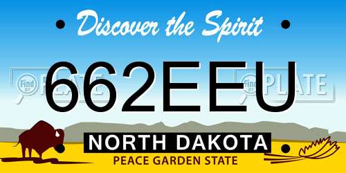 662EEU North Dakota License Plate
