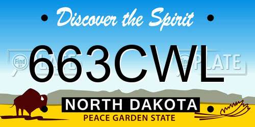 663CWL North Dakota License Plate