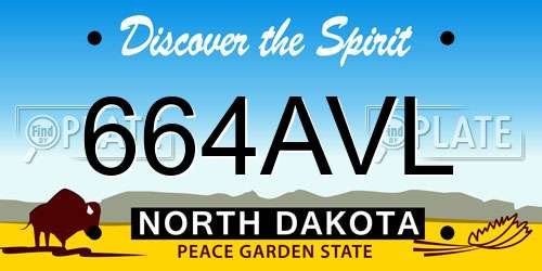 664AVL North Dakota License Plate