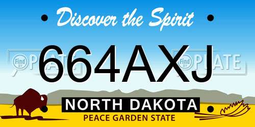 664AXJ North Dakota License Plate