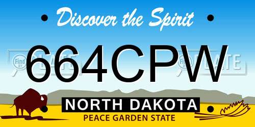 664CPW North Dakota License Plate