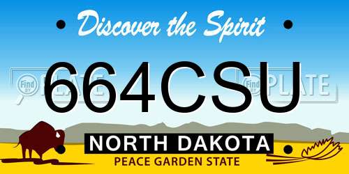 664CSU North Dakota License Plate