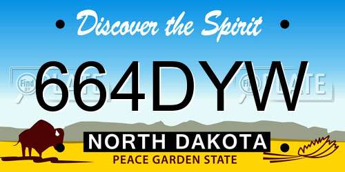 664DYW North Dakota License Plate