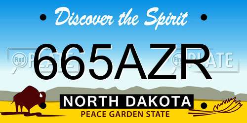 665AZR North Dakota License Plate
