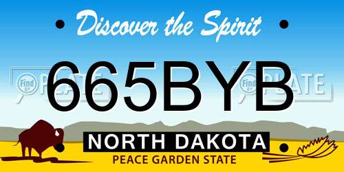 665BYB North Dakota License Plate