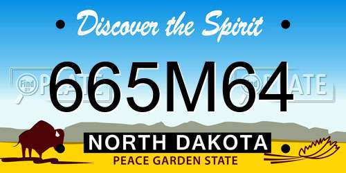 665M64 North Dakota License Plate