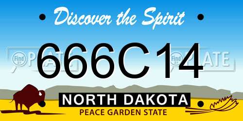 666C14 North Dakota License Plate