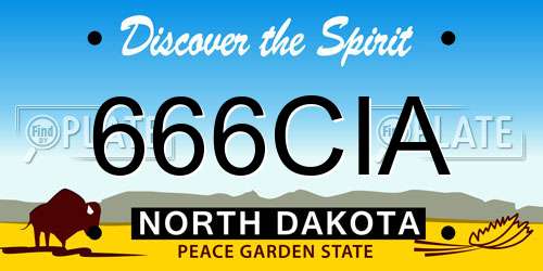 666CIA North Dakota License Plate