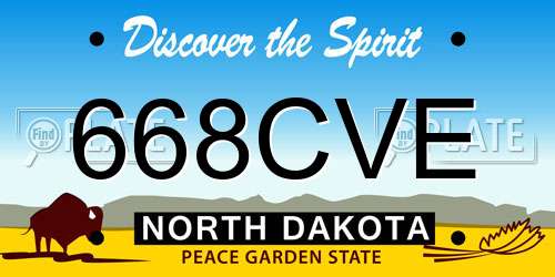 668CVE North Dakota License Plate
