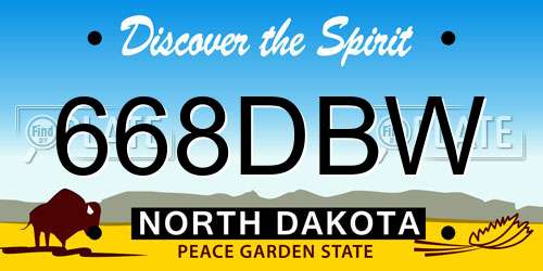 668DBW North Dakota License Plate