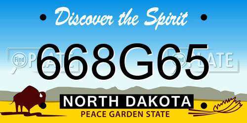668G65 North Dakota License Plate