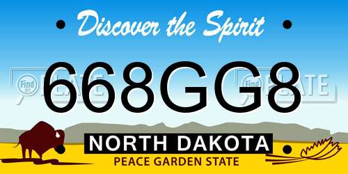 668GG8 North Dakota License Plate