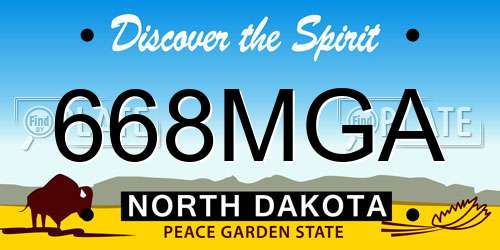 668MGA North Dakota License Plate