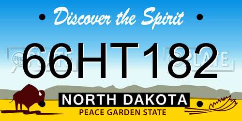66HT182 North Dakota License Plate