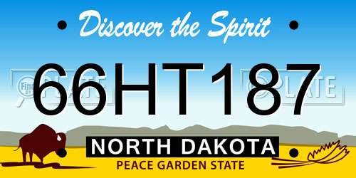 66HT187 North Dakota License Plate