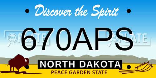 670APS North Dakota License Plate