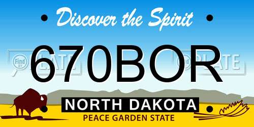 670BOR North Dakota License Plate