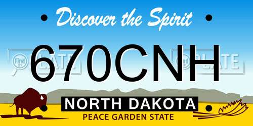 670CNH North Dakota License Plate