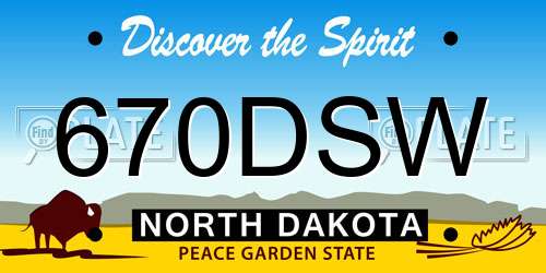670DSW North Dakota License Plate
