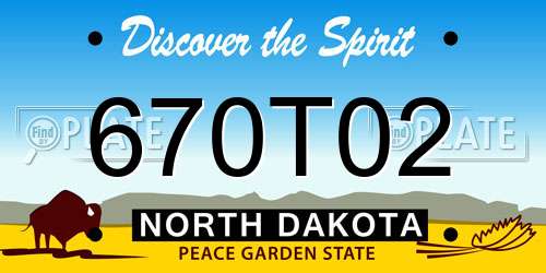 670T02 North Dakota License Plate