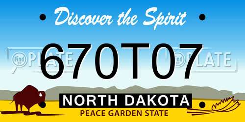 670T07 North Dakota License Plate
