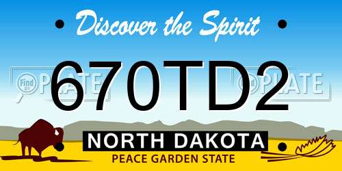 670TD2 North Dakota License Plate